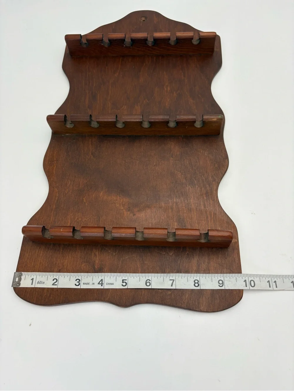 Vintage Wooden Wall-Mounted Display Shelf in Dark Brown